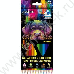 Карандаши пластиковые 24цв Triolino. Erase с ластиком /трёхгранные /2М, d грифеля-3мм /кар.кор NEW | Фото 1