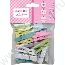 Прищепки декоративные "DIY Natural Wood" 4,5*0,7см  10шт пастельные цвета ассорти, дерево /блист NEW | Фото 1