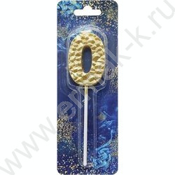 Свеча -цифра "0" тортовые Кристалл золото 5см | Фото 1