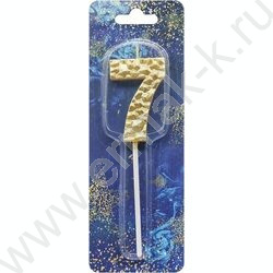 Свеча -цифра "7" тортовые Кристалл золото 5см | Фото 1