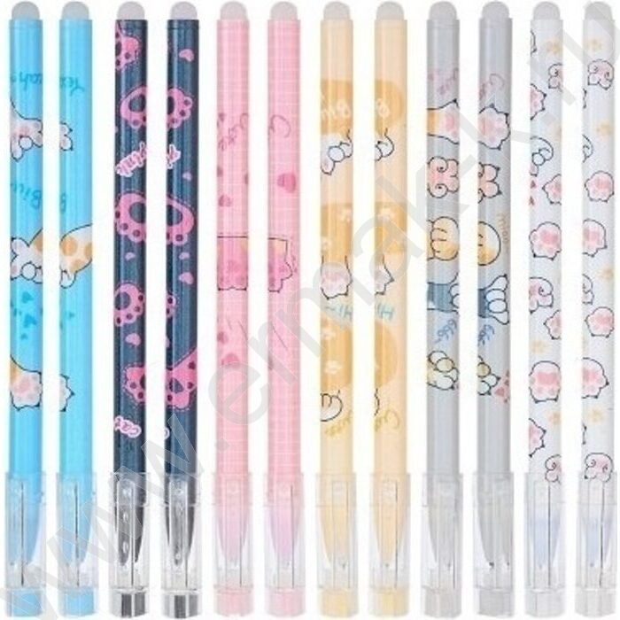 Ручка гелевая со стираемыми чернилами синяя 0,5мм Лапки/цветной с рисунком корпус /ассорти/,блис | Фото 1