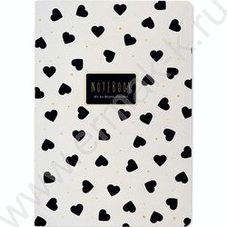 Тетрадь  40л клетка "BLACK&WHITE. Сердечки" 70 г/м2 бежевая бумага | Фото 1