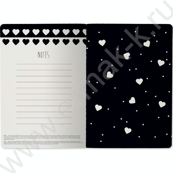Тетрадь  40л клетка "BLACK&WHITE. Сердечки" 70 г/м2 бежевая бумага | Фото 4