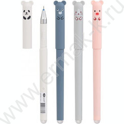 Ручка гелевая со стираемыми чернилами синяя 0,5мм Животные/цветной корпус под soft /ассорти/, фи | Фото 1