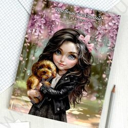 Дневник 1-4кл. /тв.обл./глянец "Брюнетка с собачкой" | Фото 2