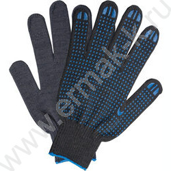 Перчатки х/б ПВХ, 4 нити, 10кл, с точкой, 116текс, черные /5 ПАР | Фото 1