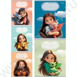 Тетрадь  12л линейка косая "Маленькие драконы" 5видов | Фото 1