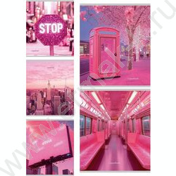 Тетрадь  48л клетка "Город в розовом цвете" /глиттер/ ассорти | Фото 1