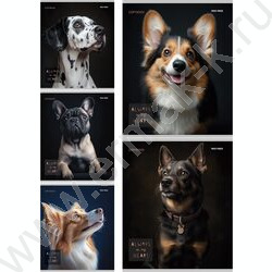 Тетрадь  48л клетка "Портрет фото собак" /лён/ ассорти | Фото 1