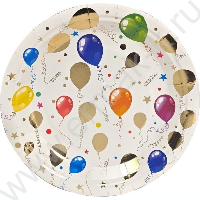 Тарелка бумажная 18см/6шт Шарики | Фото 1