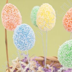 Яйца пасхальные на палочке, 2*3см, разноцветные в обсыпке 12шт/уп | Фото 1