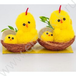 Курочка с цыпленком пушистые в гнезде 11*5см 2 шт/уп | Фото 1