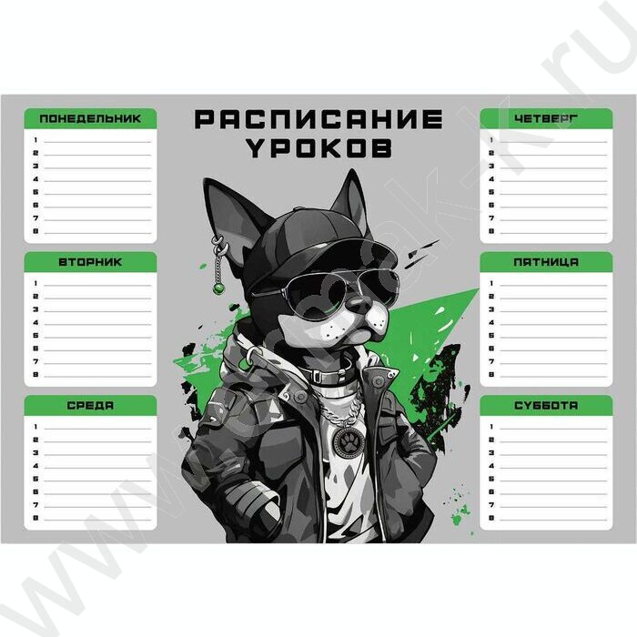 Расписание уроков А4 Крутой пес /выб.Уф-лак/ | Фото 1