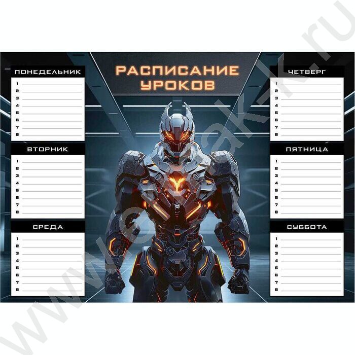 Расписание уроков А4 Огненный робот /выб.Уф-лак/ | Фото 1