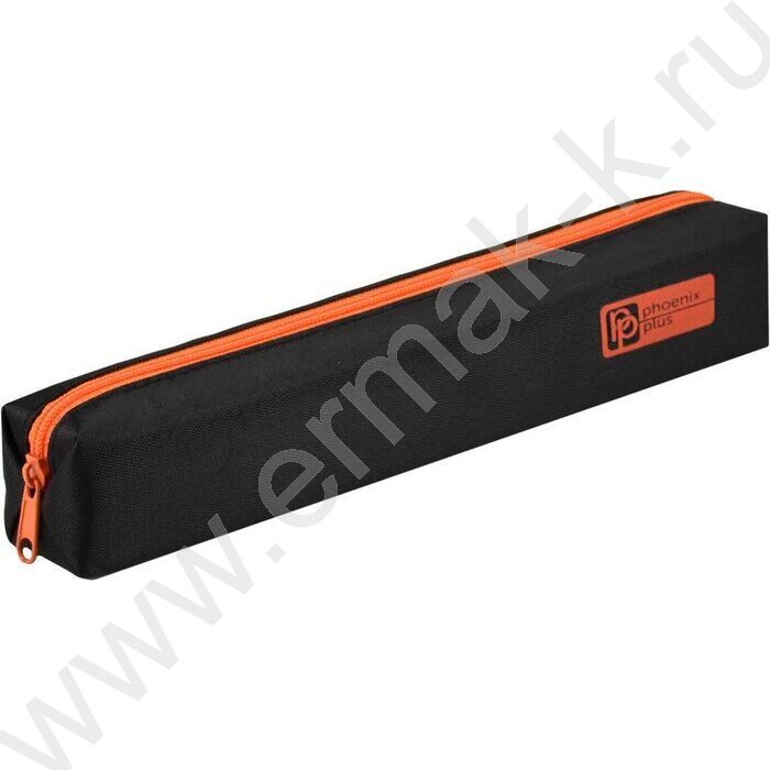 Пенал школьный полиэстер молния "Чёрный с оранжевым" шелкография | Фото 2