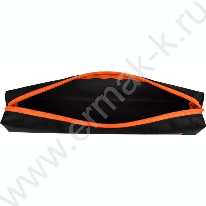 Пенал школьный полиэстер молния "Чёрный с оранжевым" шелкография | Фото 4