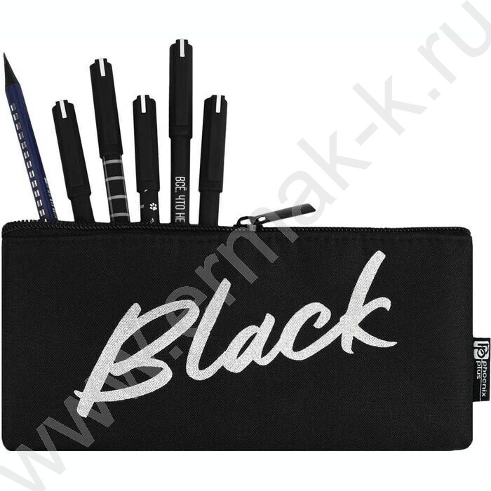 Пенал школьный полиэстер молния "Чёрный" | Фото 6