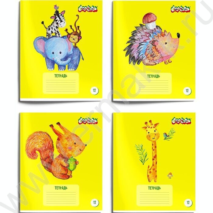 Тетрадь  12л линейка косая "Первая тетрадь" /лак /4вида | Фото 1