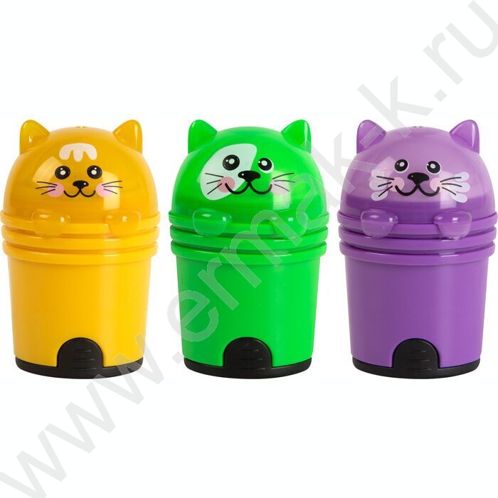 Точилка 1отв. пластик Котики+ластик /с контейнером | Фото 3