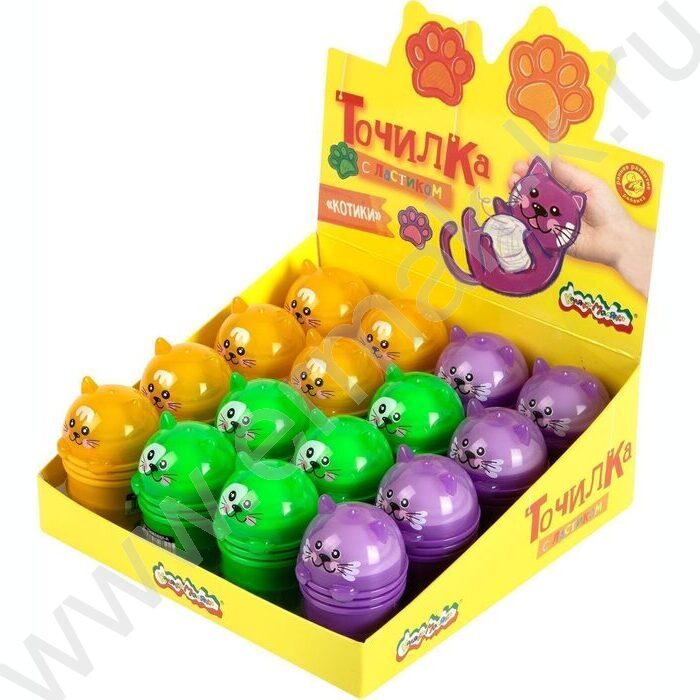 Точилка 1отв. пластик Котики+ластик /с контейнером | Фото 9