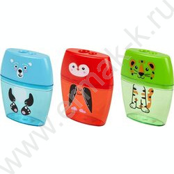 Точилка 2отв. пластик /с контейнером /ассорти | Фото 1