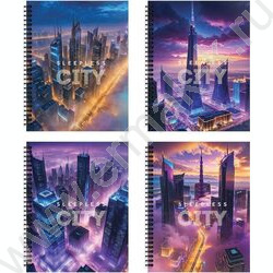 Тетрадь  48л клетка/спираль "Буквы города" /мел. карт., ВД-лак /4 вида | Фото 1
