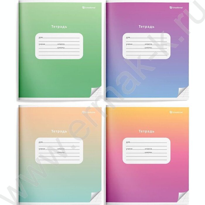 Тетрадь  12л линейка косая "Градиент" /лак/ 4вида | Фото 1