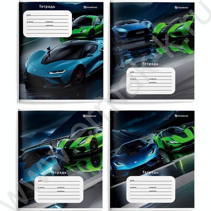 Тетрадь  12л линейка косая "Быстрые скорости" /лак/ 4вида | Фото 1