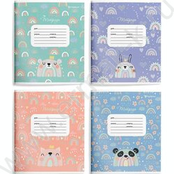 Тетрадь  24л клетка "Нежные зверята" /лак/ 4вида | Фото 1