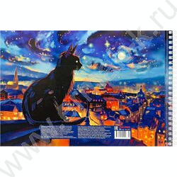 Альбом д/рисования-спираль 40л "Котик и ночной город" /микроперфорация/ | Фото 3