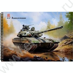 Альбом д/рисования-спираль 40л "Военный танк-1" | Фото 1