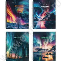 Тетрадь  48л А5+ клетка/спираль "Северное сияние"  /мел. карт., лак /ассорти | Фото 1