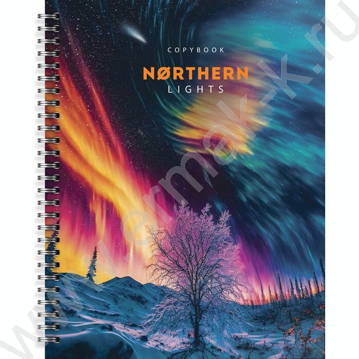 Тетрадь  48л А5+ клетка/спираль "Северное сияние"  /мел. карт., лак /ассорти | Фото 2