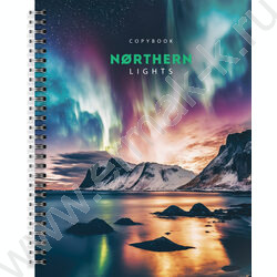 Тетрадь  48л А5+ клетка/спираль "Северное сияние"  /мел. карт., лак /ассорти | Фото 5