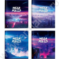 Тетрадь  48л А5+ линейка "Неоновый город" /мел. карт., лак /4вида | Фото 1