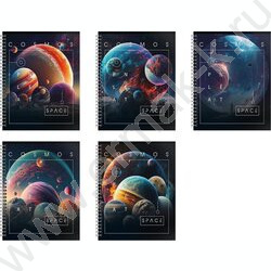 Тетрадь  96л А5+ клетка/спираль "Планетарный масштаб"  /мел. карт., лак /ассорти | Фото 1