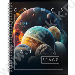 Тетрадь  96л А5+ клетка/спираль "Планетарный масштаб"  /мел. карт., лак /ассорти | Фото 2