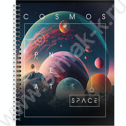 Тетрадь  96л А5+ клетка/спираль "Планетарный масштаб"  /мел. карт., лак /ассорти | Фото 3