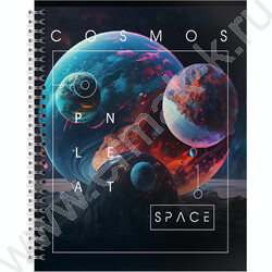 Тетрадь  96л А5+ клетка/спираль "Планетарный масштаб"  /мел. карт., лак /ассорти | Фото 5