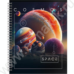 Тетрадь  96л А5+ клетка/спираль "Планетарный масштаб"  /мел. карт., лак /ассорти | Фото 6