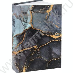 Зап. книжка  88л А6 тв.обл. "Тёмный мрамор" /мат.лам/резинка/в точку | Фото 1