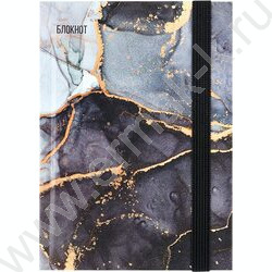 Зап. книжка  88л А6 тв.обл. "Тёмный мрамор" /мат.лам/резинка/в точку | Фото 2