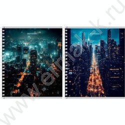 Тетрадь  48л клетка/спираль "Вид на ночной город" ассорти | Фото 1