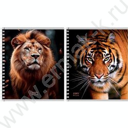 Тетрадь  48л клетка/спираль "Дикие кошачьи-1" ассорти | Фото 1