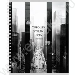 Тетрадь  80л клетка/спираль/двойная обложка "Чёрно-белый мегаполис" | Фото 4