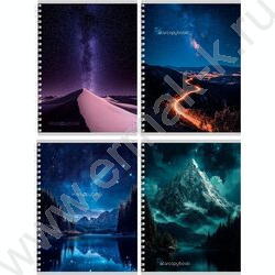 Тетрадь  80л клетка/спираль/двойная обложка "Яркое звёздное небо" | Фото 1