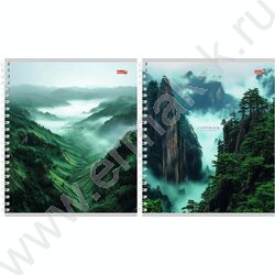 Тетрадь  96л клетка/спираль "Горы и холмы" ассорти | Фото 1