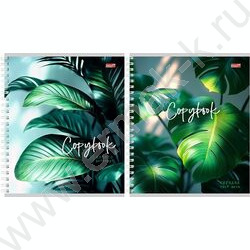 Тетрадь  96л клетка/спираль "Зелёные листья-1" ассорти | Фото 1