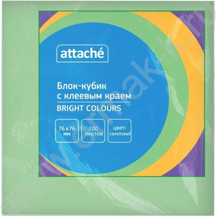 Бумага д/записей  76*76мм /100л, 60г/м², салатовая с липким краем "Bright colours" | Фото 4