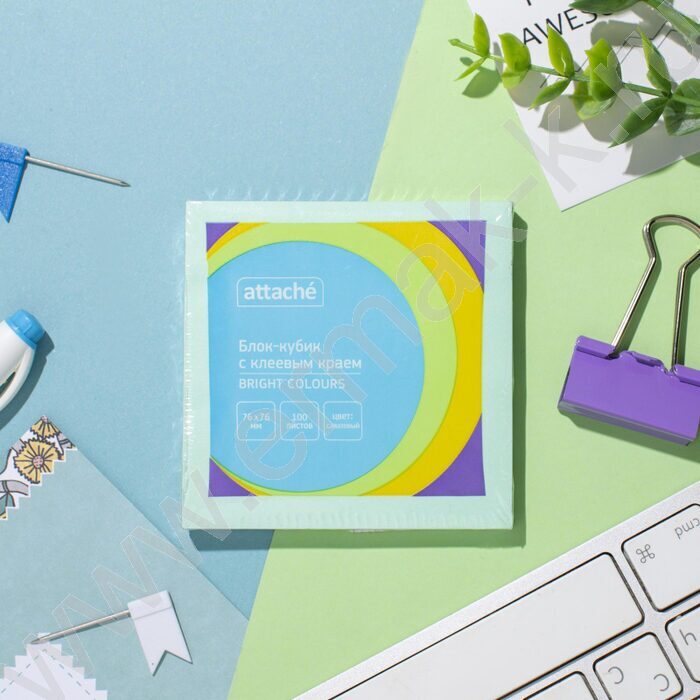 Бумага д/записей  76*76мм /100л, 60г/м², салатовая с липким краем "Bright colours" | Фото 5